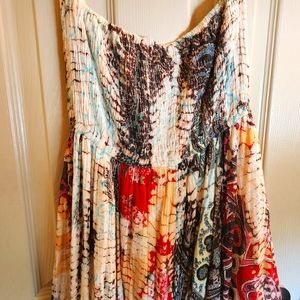 Bohemian strapless maxi dress sz Med cotton gauze